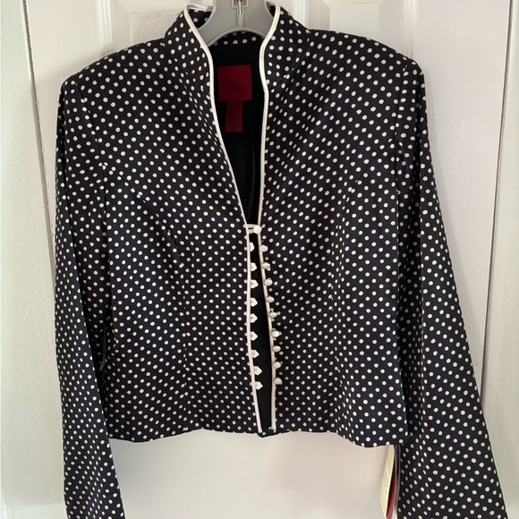Elegant Black and White Polka Dot Women's Jacket - Picture 1 of 4